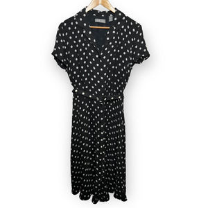 Kate Hill Black & White Polka Dot Dress, Silk A, fit n flare, Line Sz 14